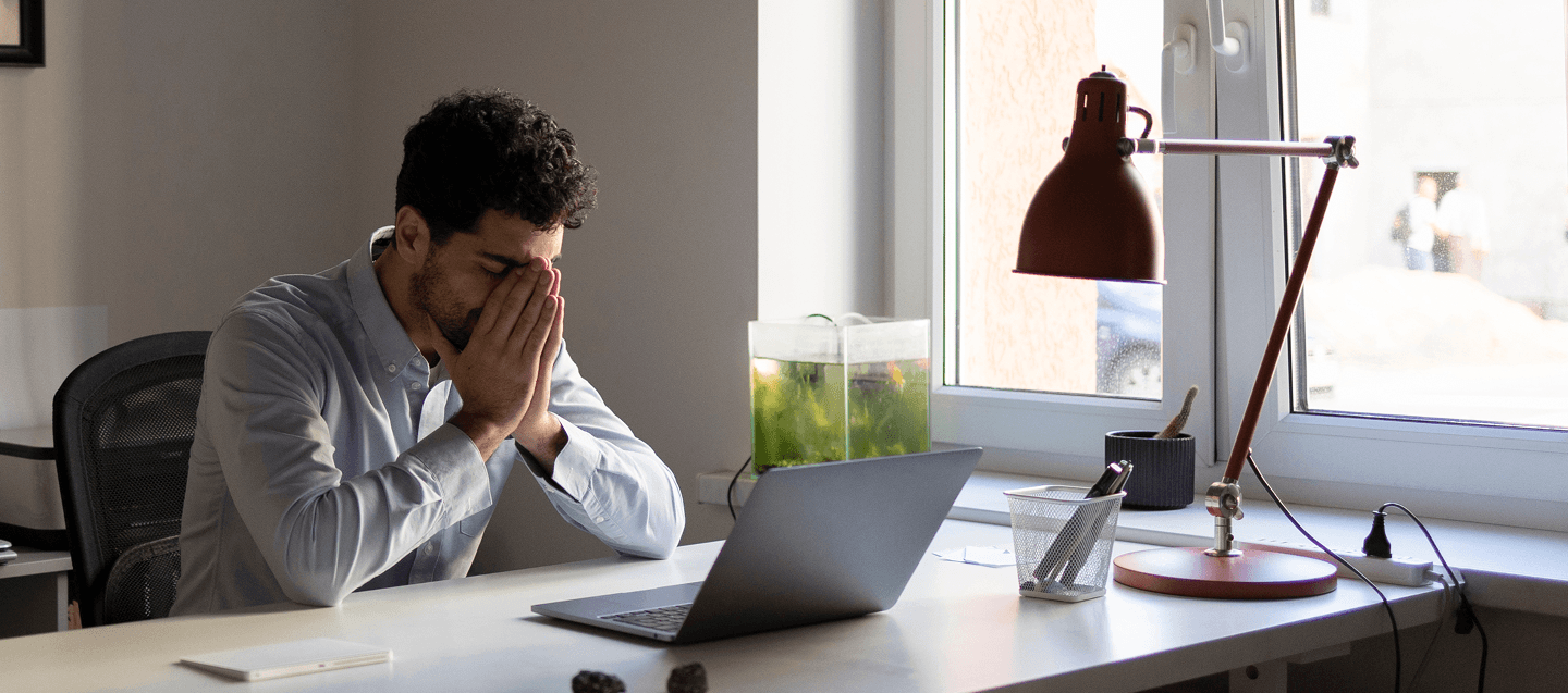 Stressed at desk